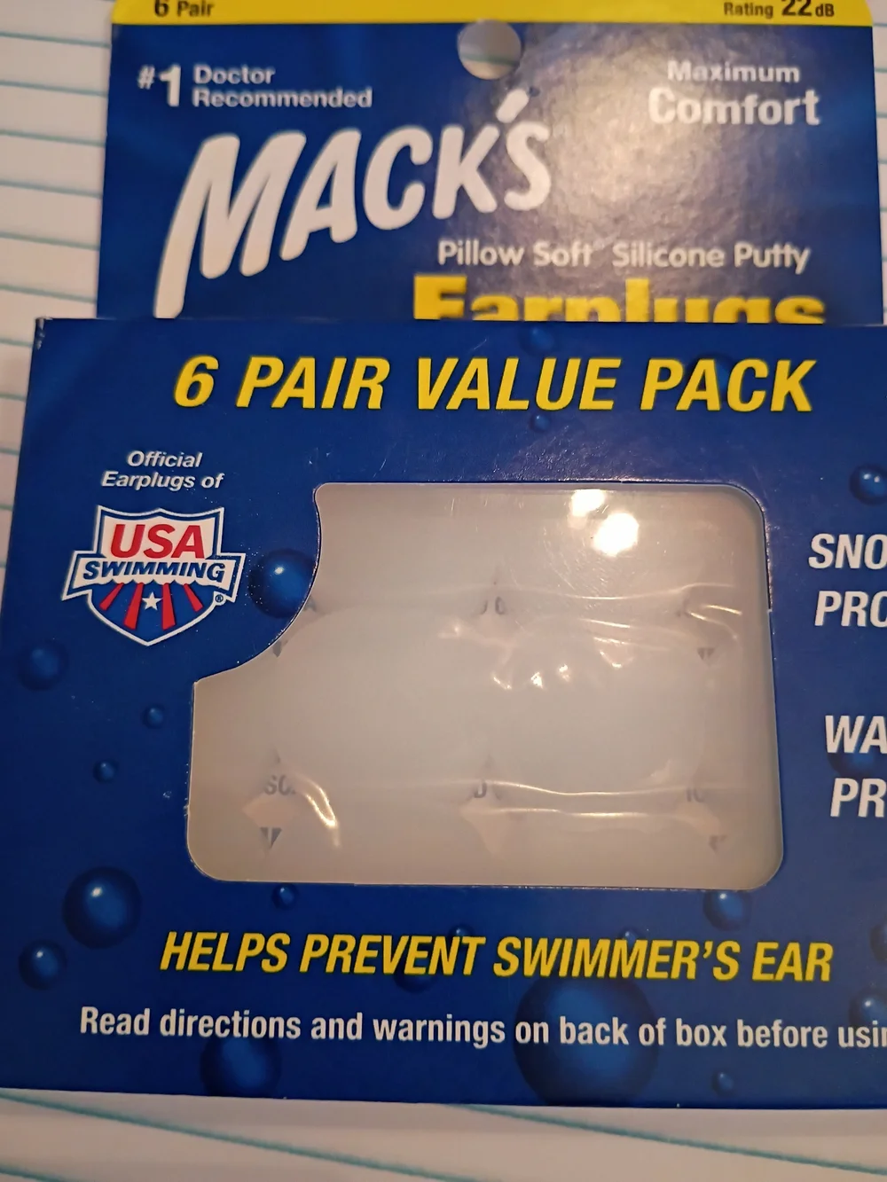 White Pillow Soft Silicone Putty Earplugs - 6 Pair Value Pack